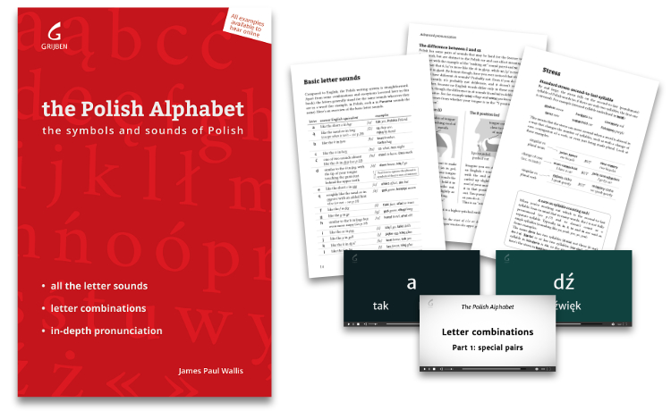 The Polish Alphabet book cover with sample pages and video stills
