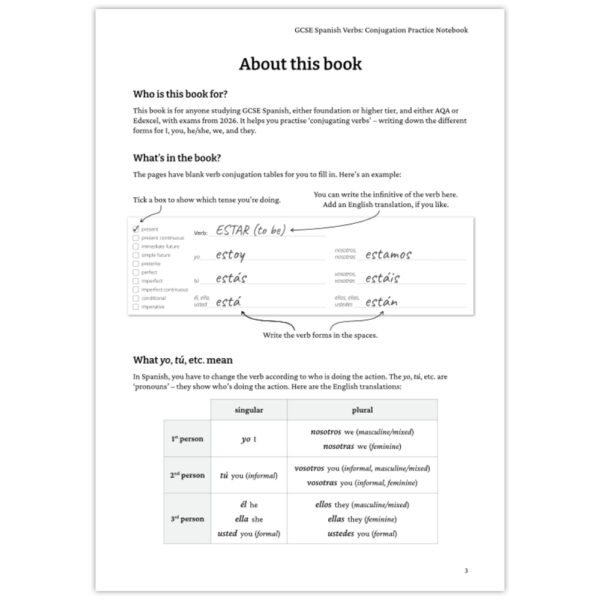 GCSE Spanish Verbs: Conjugation Practice Notebook (Exams from 2026) - Image 2